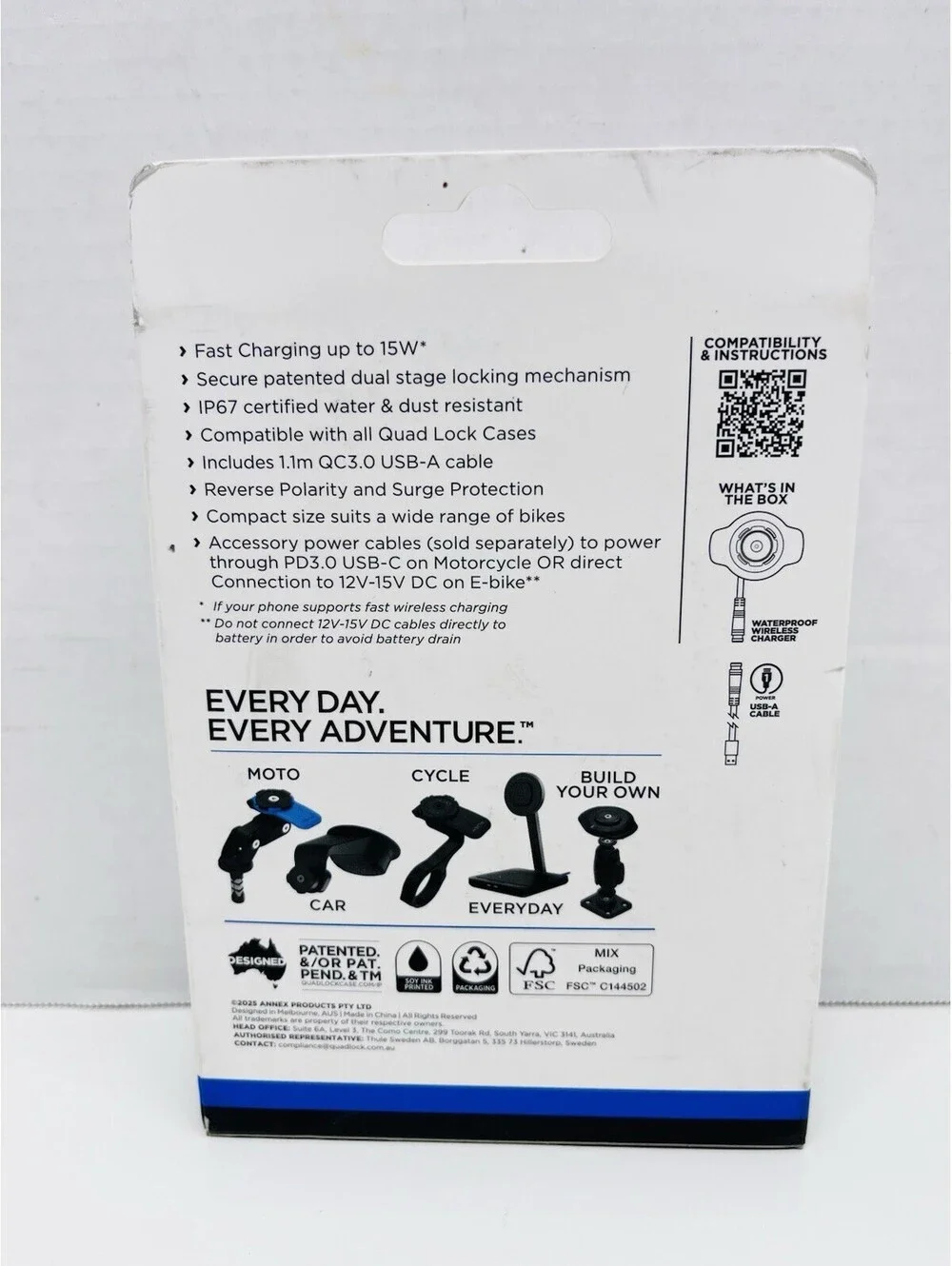 QUAD LOCK USB Waterproof Wireless Charging Head •QLH-WP-WCH• Brand New